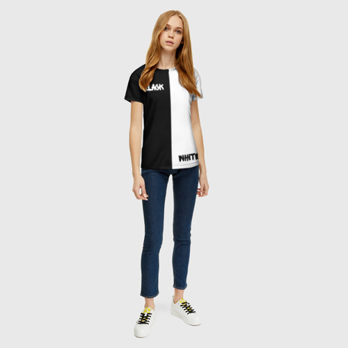 Женская футболка 3D с принтом Black - white, вид сбоку #3