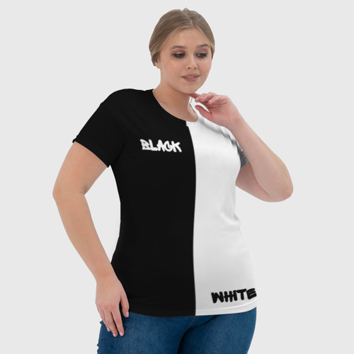 Женская футболка 3D с принтом Black - white, фото #4