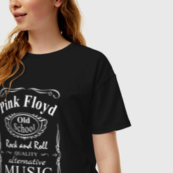 Женская футболка хлопок Oversize Pink Floyd в стиле Jack Daniels - фото 2