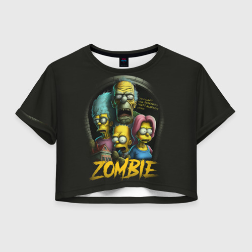 Женская футболка Crop-top 3D Simpsons zombie, цвет 3D печать