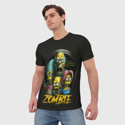 Футболка с принтом Simpsons zombie для женщины, вид на модели спереди №2. Цвет основы: белый