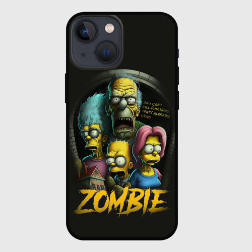 Чехол для iPhone 13 mini с принтом Simpsons zombie, вид спереди #2