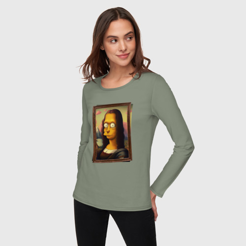 Женский лонгслив хлопок с принтом Mona Simpson, фото на моделе #1