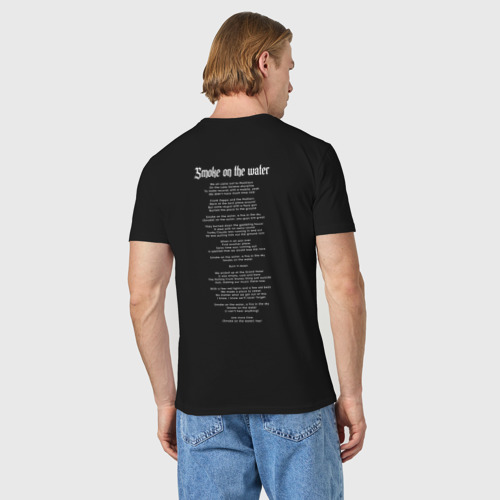 Мужская футболка хлопок с принтом Deep Purple Smoke on the Water, вид сзади #2