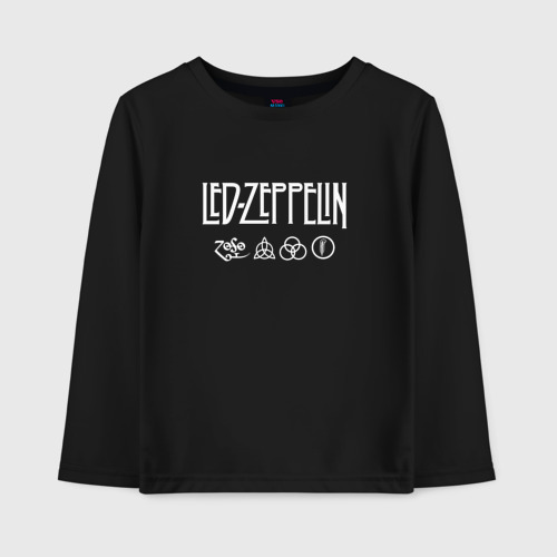 Детский лонгслив хлопок Led Zeppelin символы, цвет черный