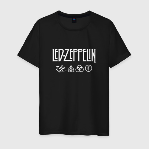 Мужская футболка хлопок Led Zeppelin символы, цвет черный
