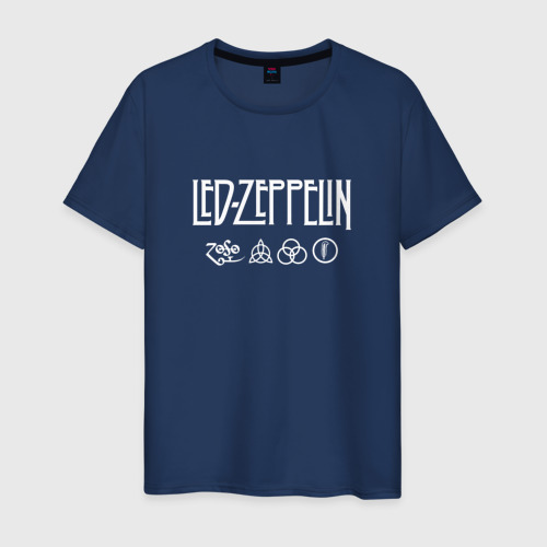 Мужская футболка из хлопка с принтом Led Zeppelin символы, вид спереди №1