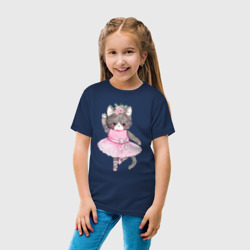 Детская футболка хлопок Милые Животные Кошка Балерина Акварель - фото 2