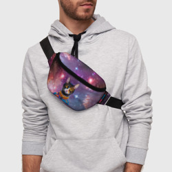 Поясная сумка 3D Кот цветочный космонавт на фоне звёздного неба - ai art - фото 2