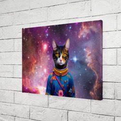 Холст прямоугольный Кот цветочный космонавт на фоне звёздного неба - ai art - фото 2