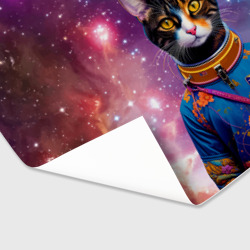 Бумага для упаковки 3D Кот цветочный космонавт на фоне звёздного неба - ai art - фото 2