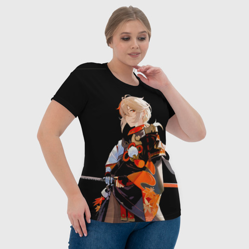 Женская футболка 3D с принтом Казуха с мечом - Genshin Impact, фото #4