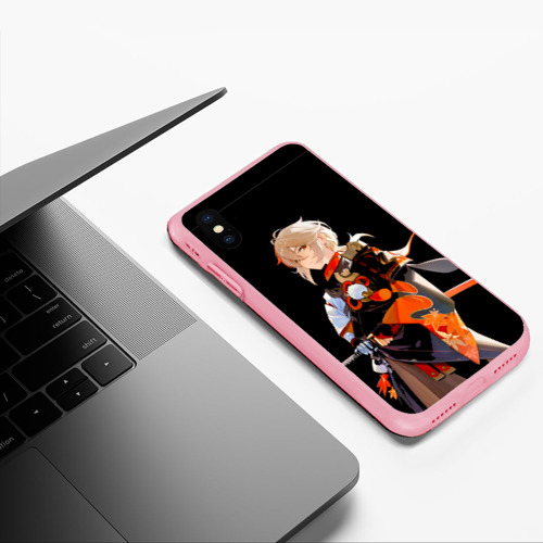 Чехол для iPhone XS Max матовый Казуха с мечом - Genshin Impact, цвет баблгам - фото 5