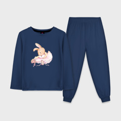 Детская пижама с лонгсливом хлопок Милое животное Банни балерина акварель
