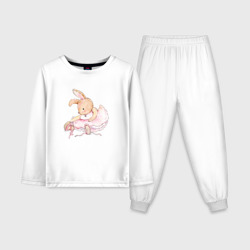 Детская пижама с лонгсливом хлопок Милое животное Банни балерина акварель