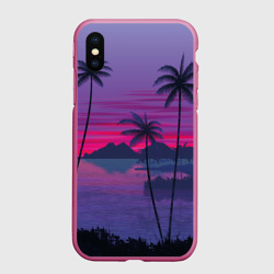 Чехол для iPhone XS Max матовый Закат, море, пальмы