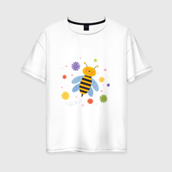 Женская футболка хлопок Oversize Веселая пчелка