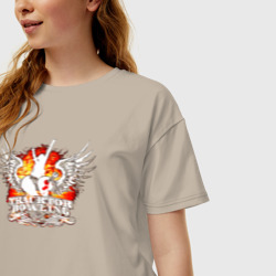 Женская футболка хлопок Oversize Логотип tracktor bowling сердце и крылья - фото 2