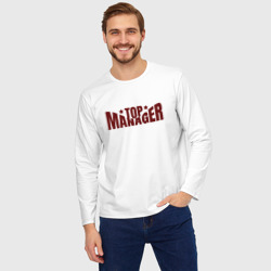 Мужской лонгслив oversize хлопок Top manager искаженная со звёздочками - фото 2