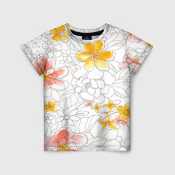 Детская футболка 3D Нарисованный цветы - светлый