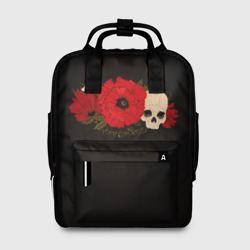Череп среди цветов – Женский рюкзак 3D с принтом купить