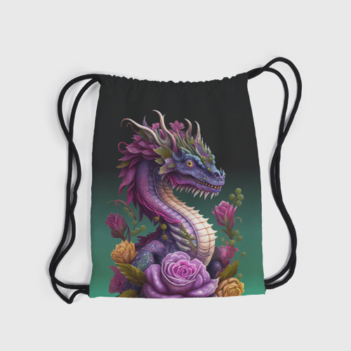 Рюкзак-мешок 3D Неоновый дракон с цветами - фото 6