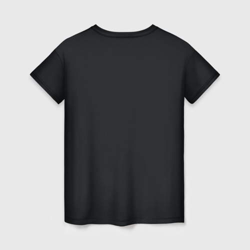 Женская футболка 3D с принтом Милый черный котик и цветы, вид сзади #1
