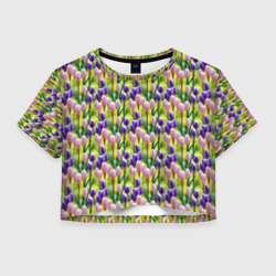 Весенние крокусы – Женская футболка Crop-top 3D с принтом купить