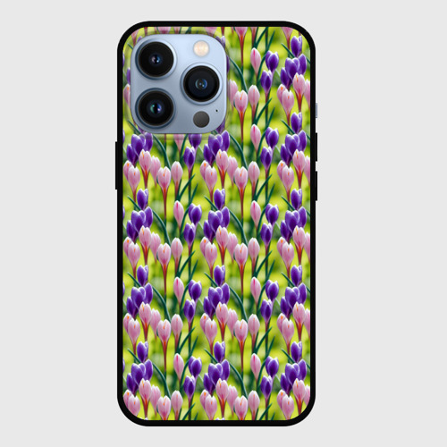 Чехол для iPhone 13 Pro с принтом Весенние крокусы, вид спереди №1