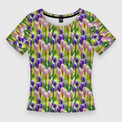 Весенние крокусы – Женская футболка 3D Slim с принтом купить