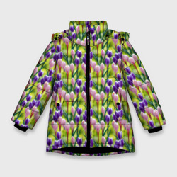 Весенние крокусы – Зимняя куртка для девочек 3D с принтом купить