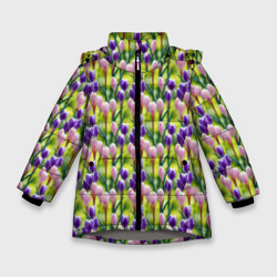 Весенние крокусы – Зимняя куртка для девочек 3D с принтом купить
