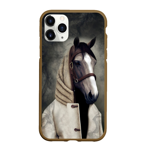 Чехол для iPhone 11 Pro Max матовый с принтом Конь в пальто в прямом смысле, вид спереди #2