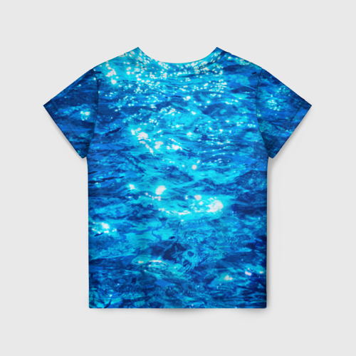 Детская футболка 3D с принтом Кокоми на фоне воды, вид сзади #1