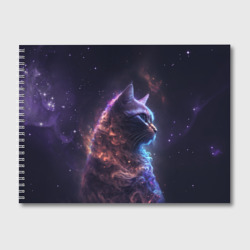 Альбом для рисования Кошка в космосе туманность