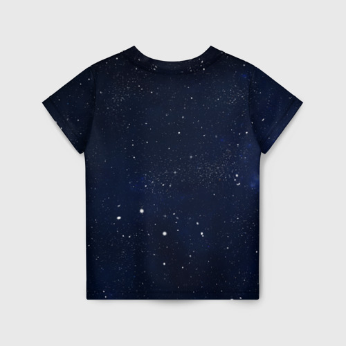 Детская футболка 3D с принтом Космический звёздный лев, вид сзади #1