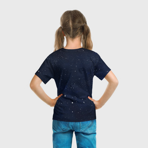 Детская футболка 3D с принтом Космический звёздный лев, вид сзади #2