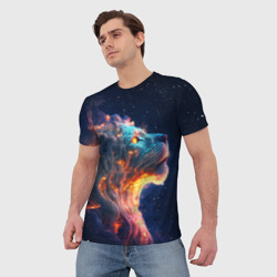 Мужская футболка 3D Космический звёздный лев - фото 2