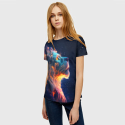 Женская футболка 3D Космический звёздный лев - фото 2