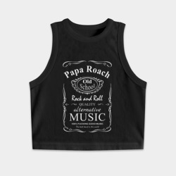 Женская укороченная майка-топ хлопок Papa Roach в стиле Jack Daniels