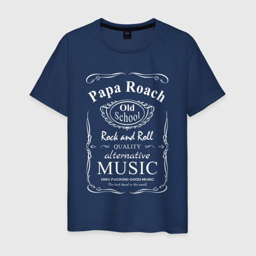 Мужская футболка из хлопка с принтом Papa Roach в стиле Jack Daniels, вид спереди №1