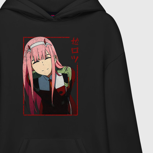 Худи SuperOversize хлопок Zero Two anime girl, цвет черный - фото 3