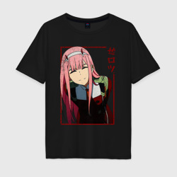 Мужская футболка хлопок Oversize Zero Two anime girl