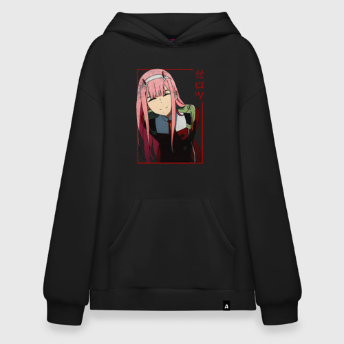 Худи SuperOversize хлопок Zero Two anime girl, цвет черный