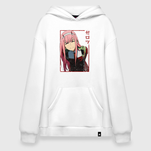 Худи SuperOversize хлопок Zero Two anime girl, цвет белый