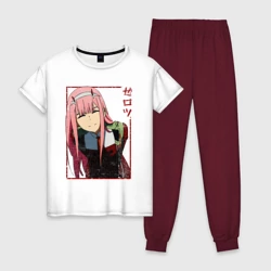 Женская пижама с белой футболкой хлопок Zero Two anime girl