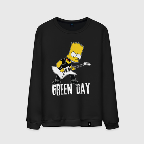 Мужской свитшот хлопок Green Day Барт Симпсон рокер, цвет черный