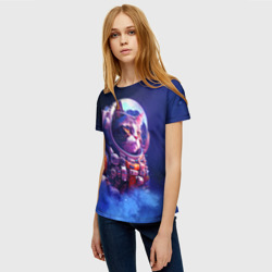 Женская футболка 3D Кот в космическом скафандре - фото 2