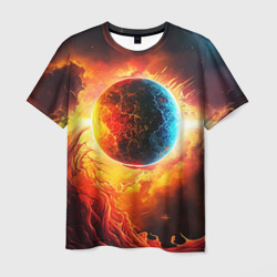 Планета в огненном космосе – Мужская футболка 3D с принтом купить со скидкой в -26%