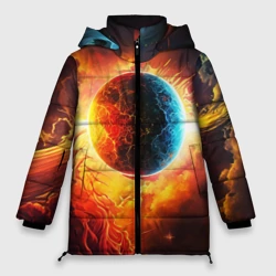 Женская зимняя куртка Oversize Планета в огненном космосе